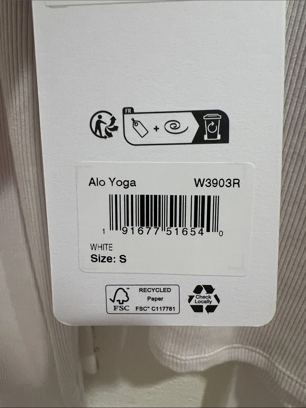 NWT | ALO Ribbed Modal Long Sleeve Top White